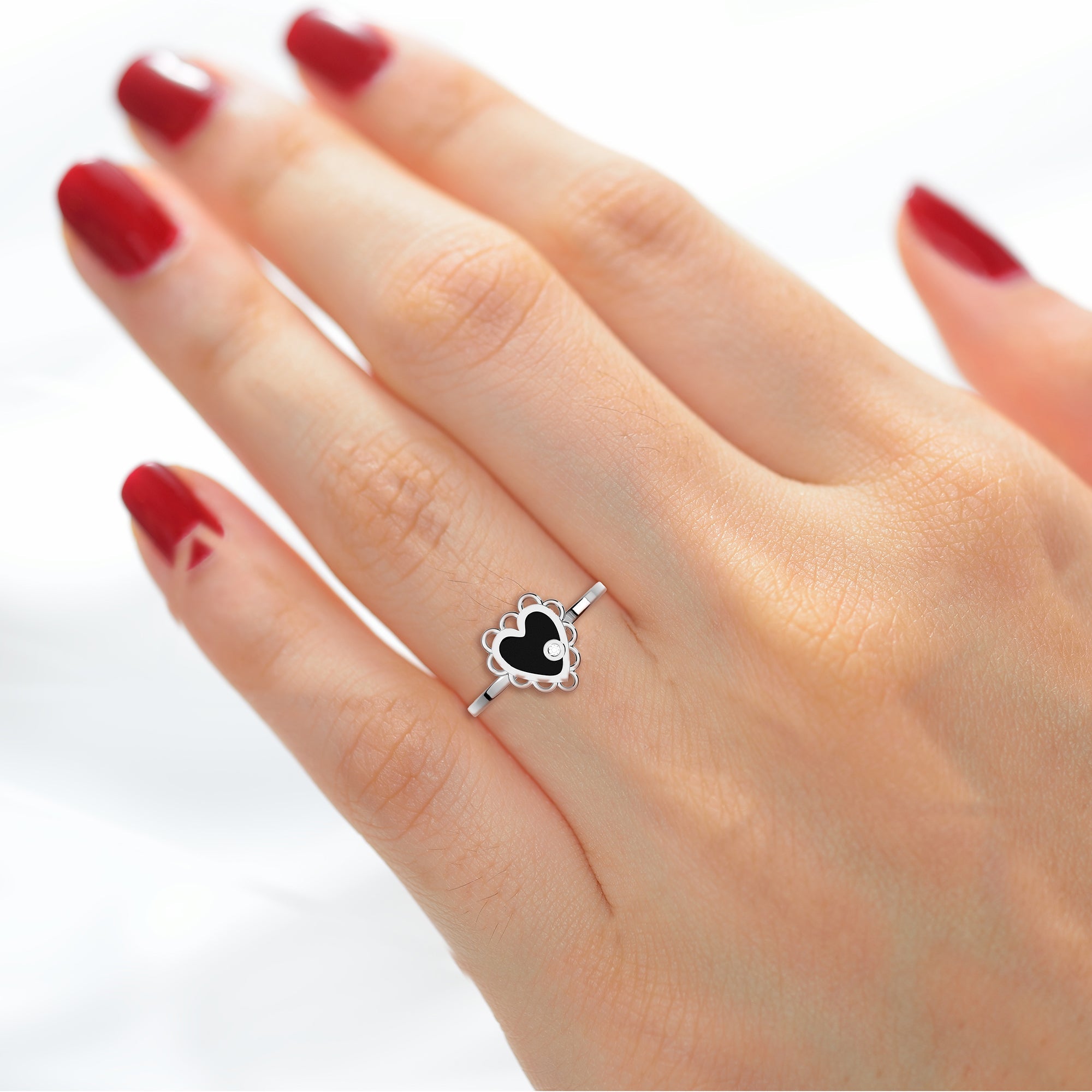 Heart Shape Black Diamond Ring - Noelle No. 38 – Segal Jewelry