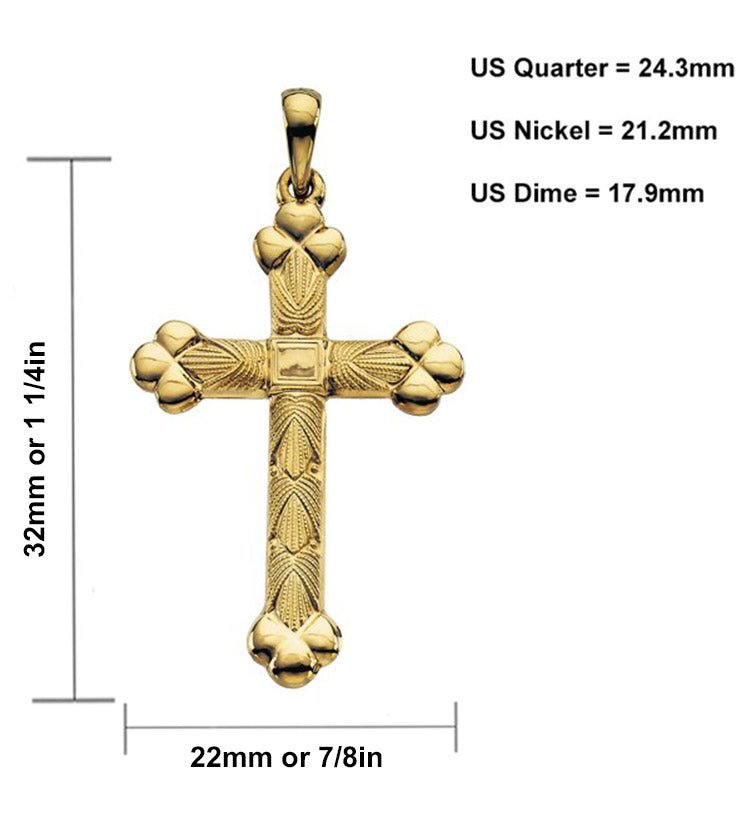 18kt Yellow Gold 19x10mm Methodist Cross Pendant | Sarraf.com