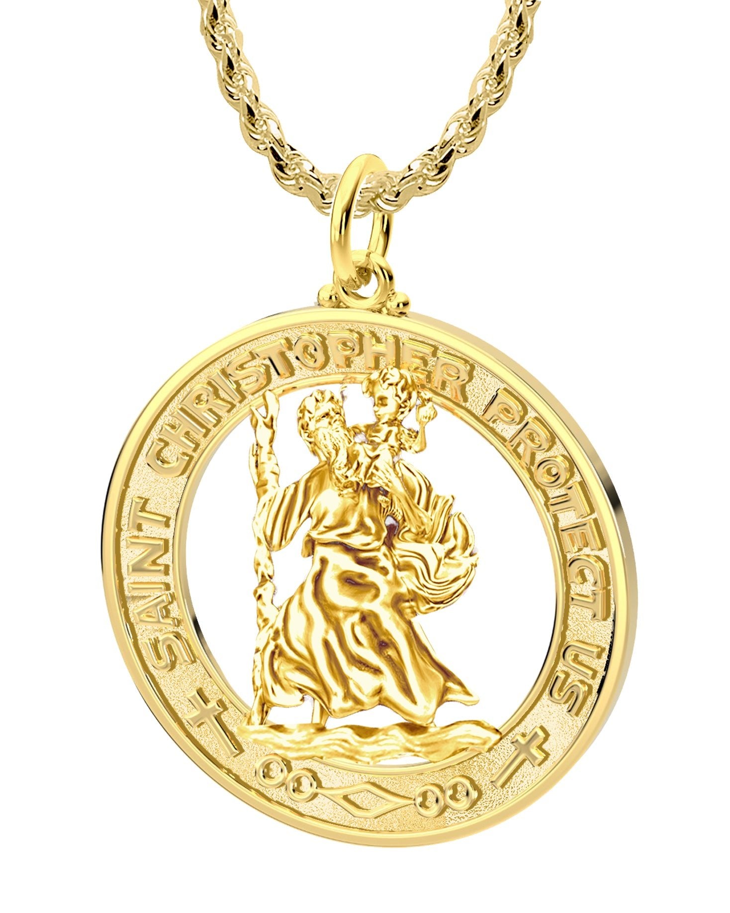 mens gold st christopher pendant