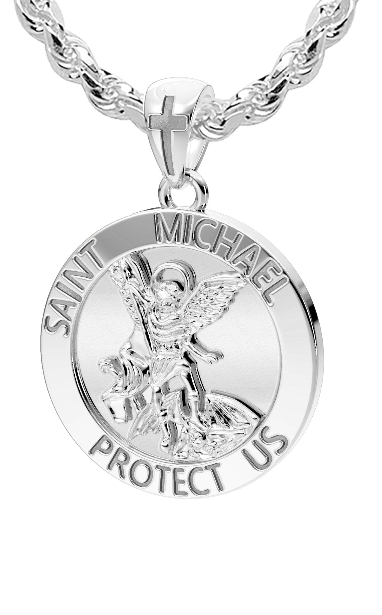 St Michael Pendant - Medal Necklace In Sterling Silver