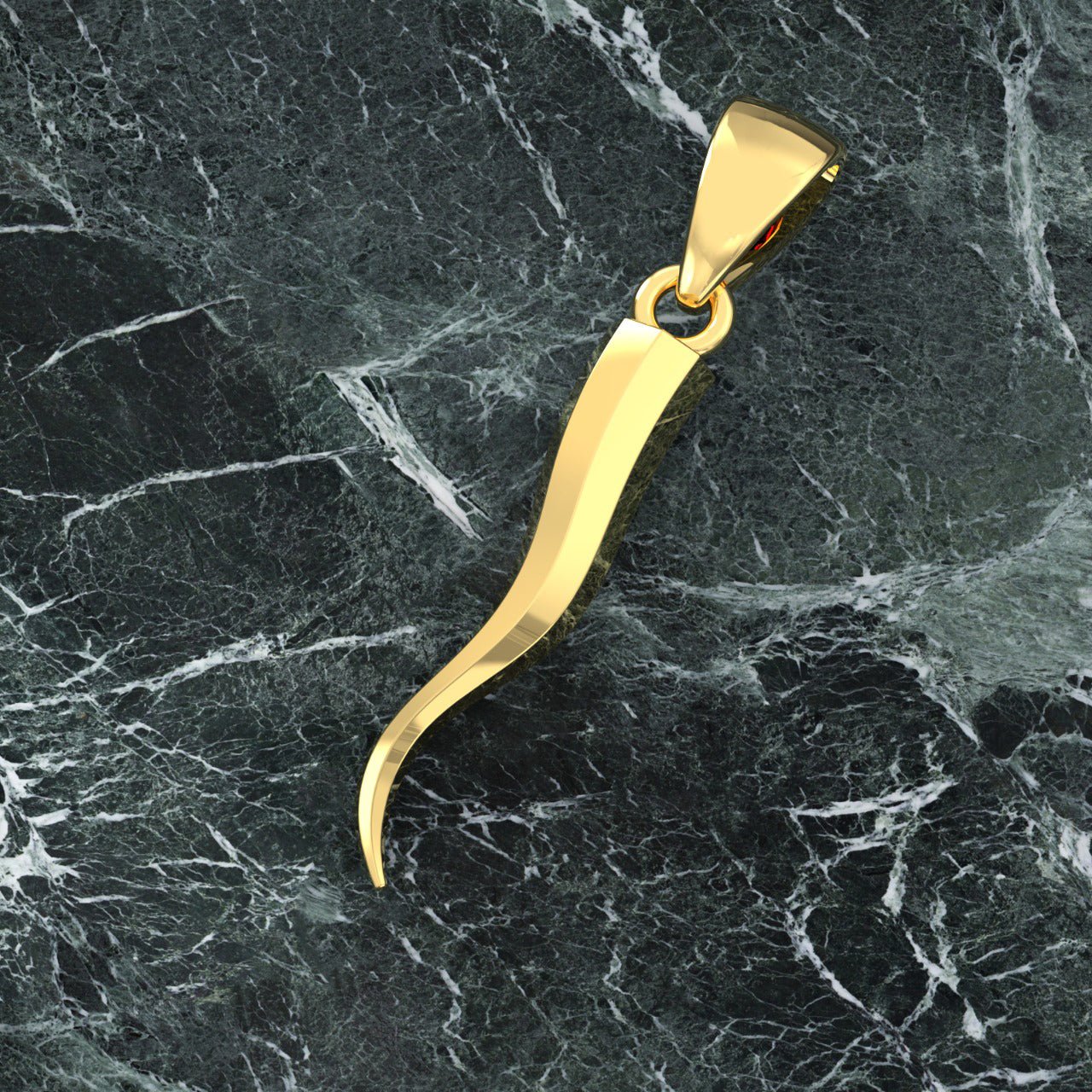 14K Rose Gold Italian Horn Pendant 34 x 5 millimeters – Irelia Fine Jewelry