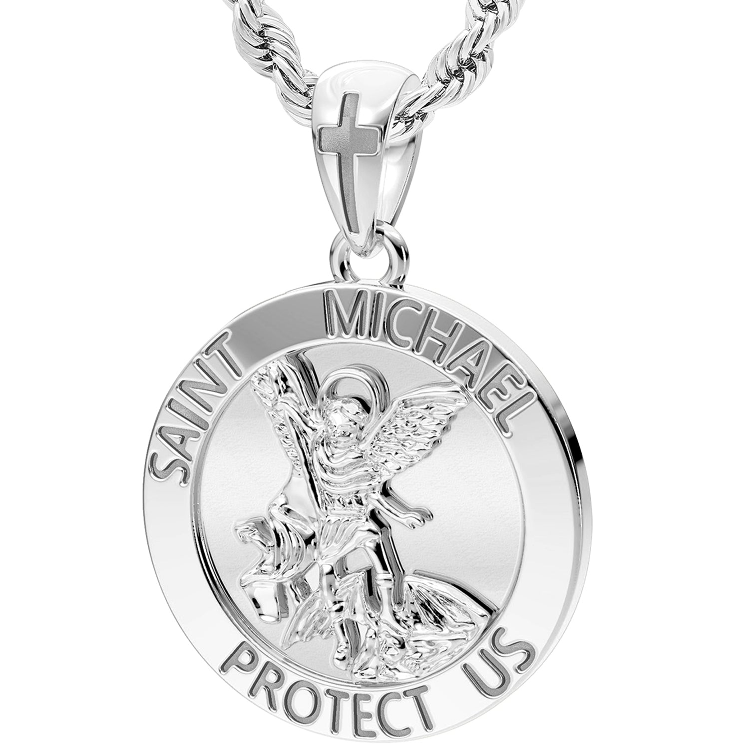 St Michael Pendant - Medal Necklace In Sterling Silver