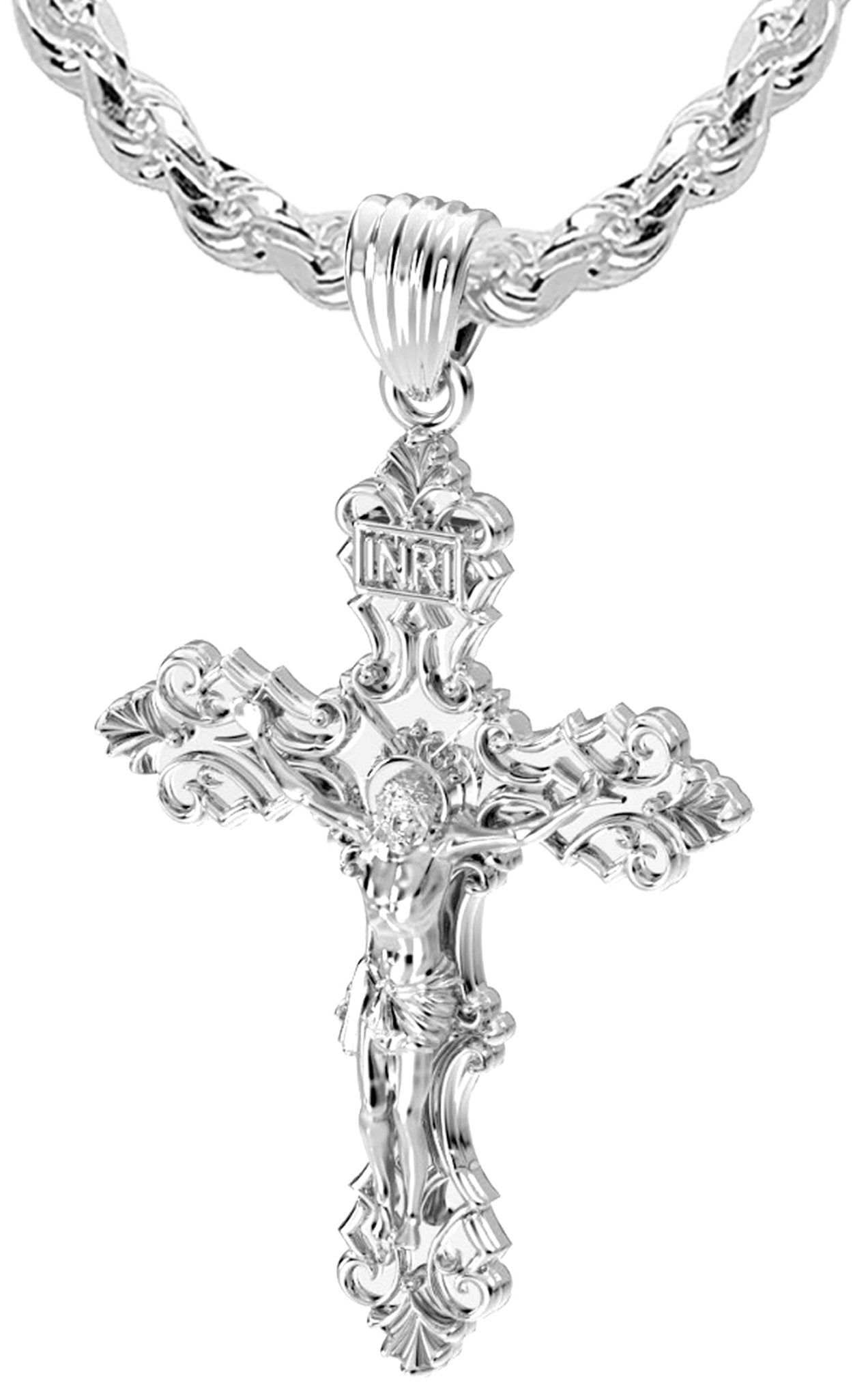 925 Sterling Silver Cross Pendant Jesus Christ Crucifix Fleur-de-lis – Fine  and Faith