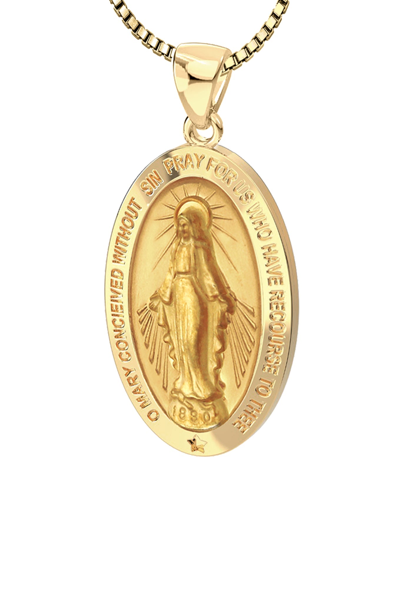 Virgin Mary Gold Necklace - Miraculous Medal Pendant