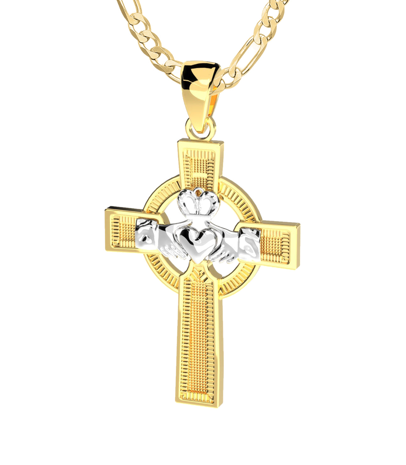 Finejewelers 14k Claddagh Cross Pendant Necklace Simulated Emerald Heart w/ Chain | CG17505 | Finejewelers.com