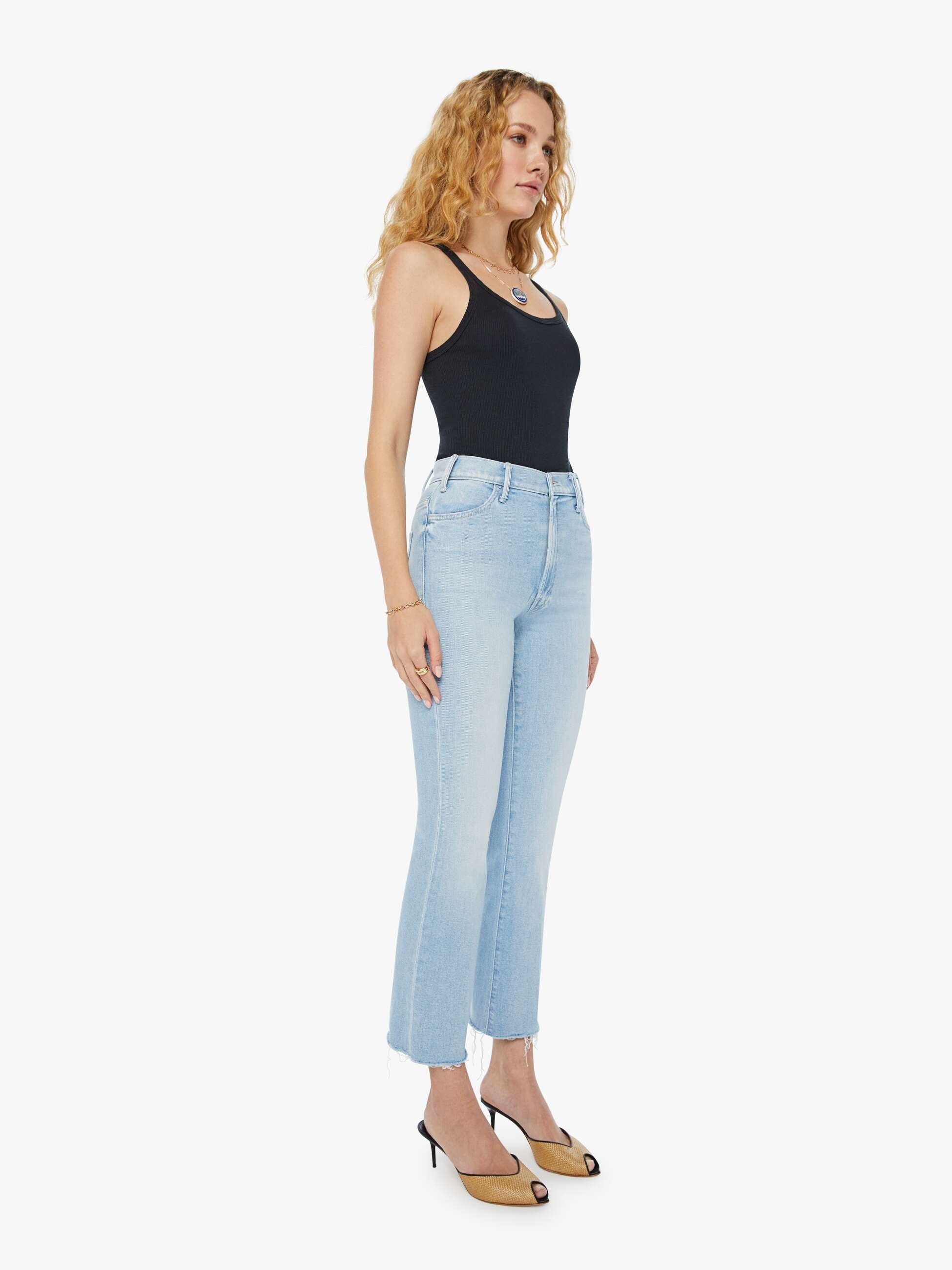 Shop Mother The Hustler Ankle Fray Lost Art Jeans In Blue - Size 33