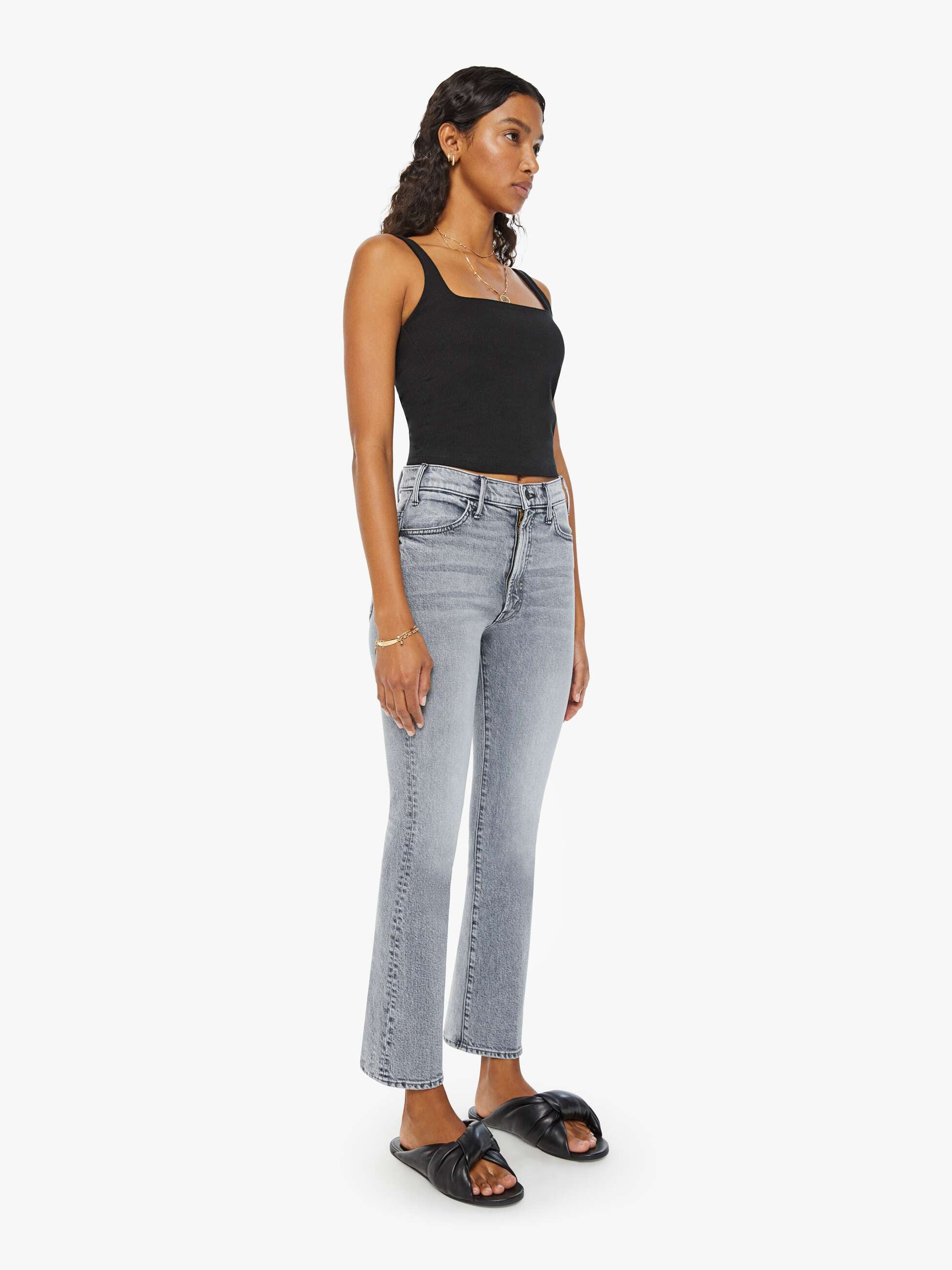 Shop Mother The Hustler Ankle Drawing A Blank Jeans In Black - Size 34