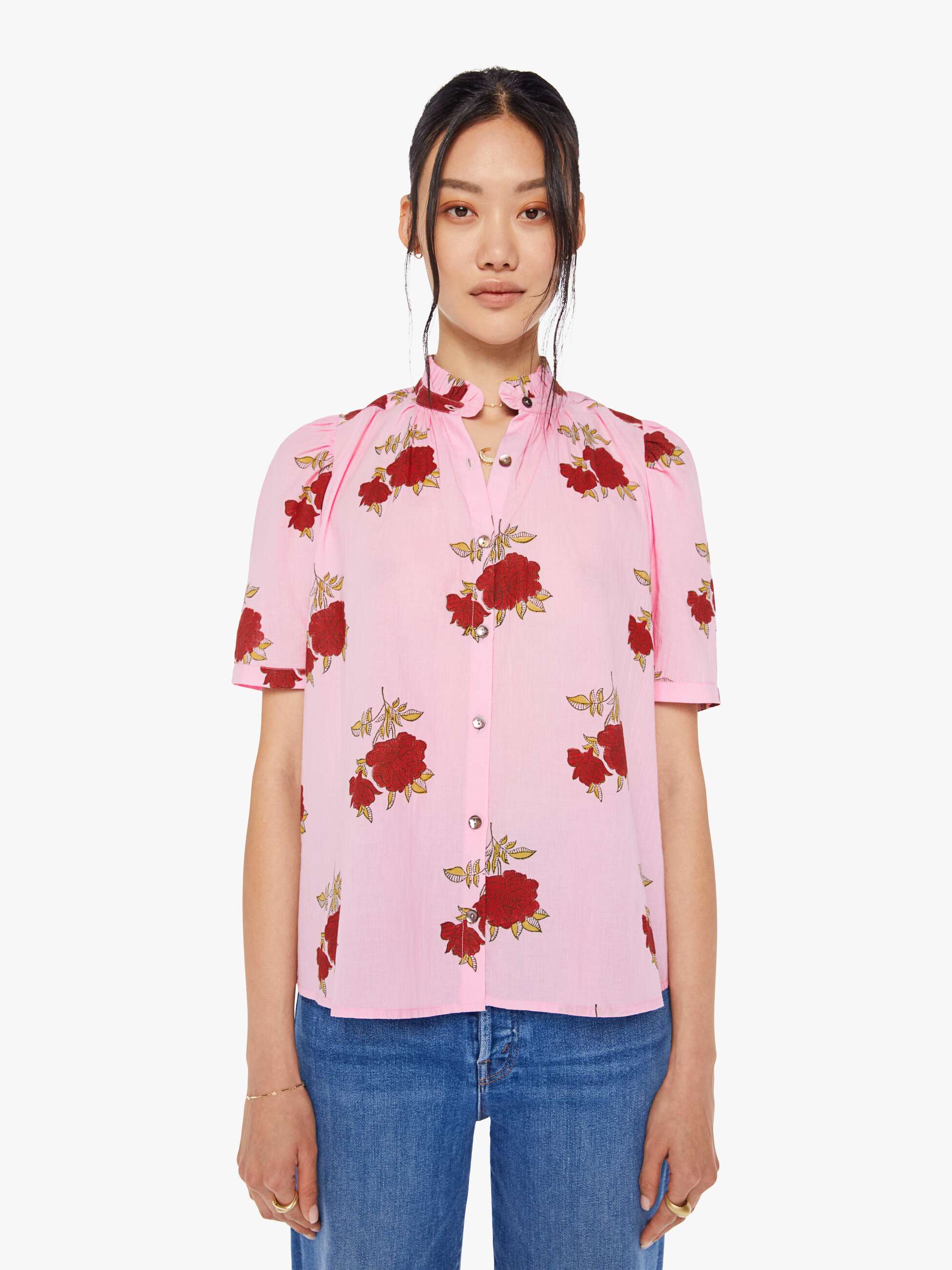 Shop Alix Of Bohemia Winnie Shirt Ruby In Pink - Size Medium