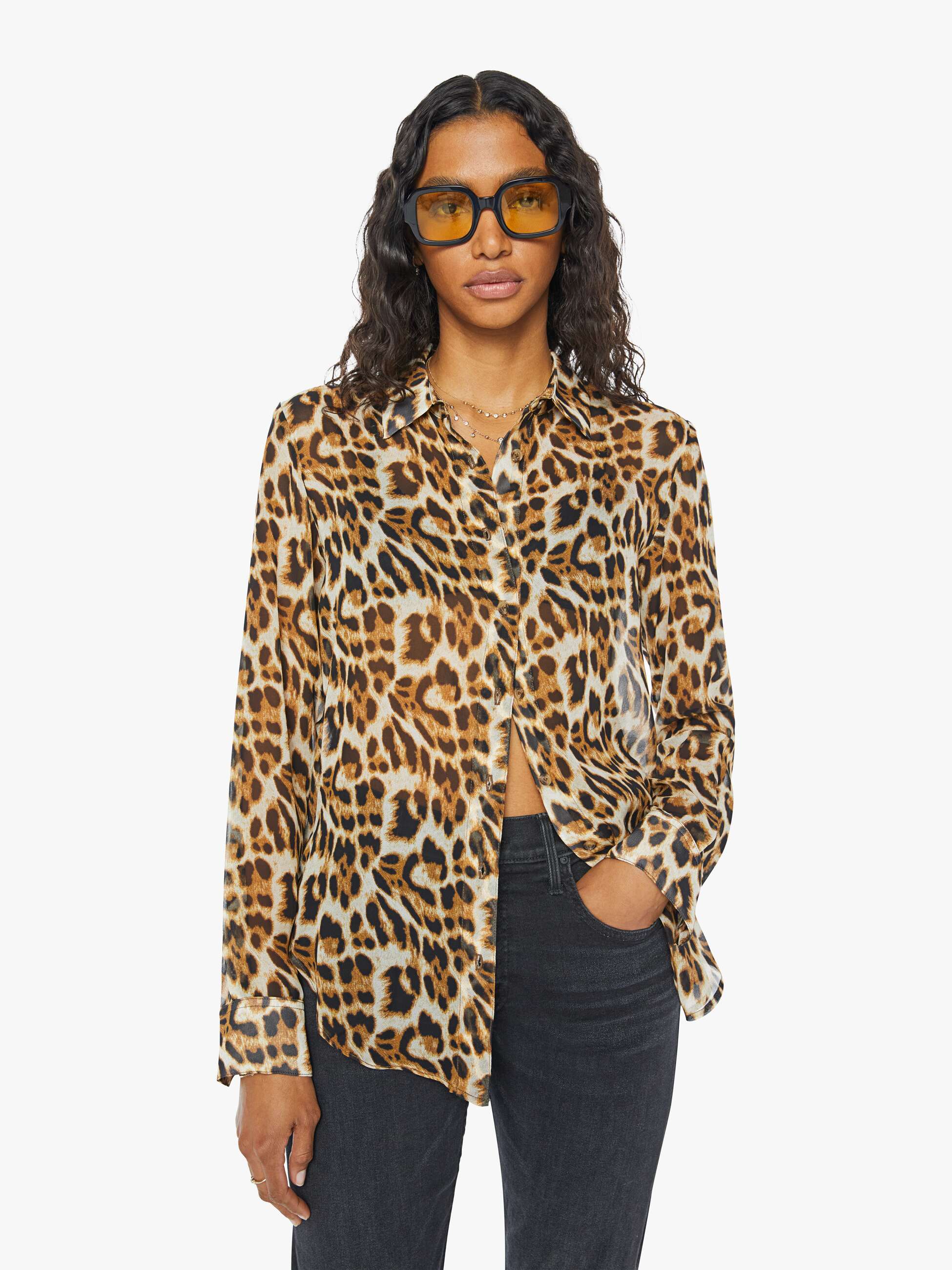 Shop Sprwmn Fitted Button Up Shirt In Leopard - Size X-large