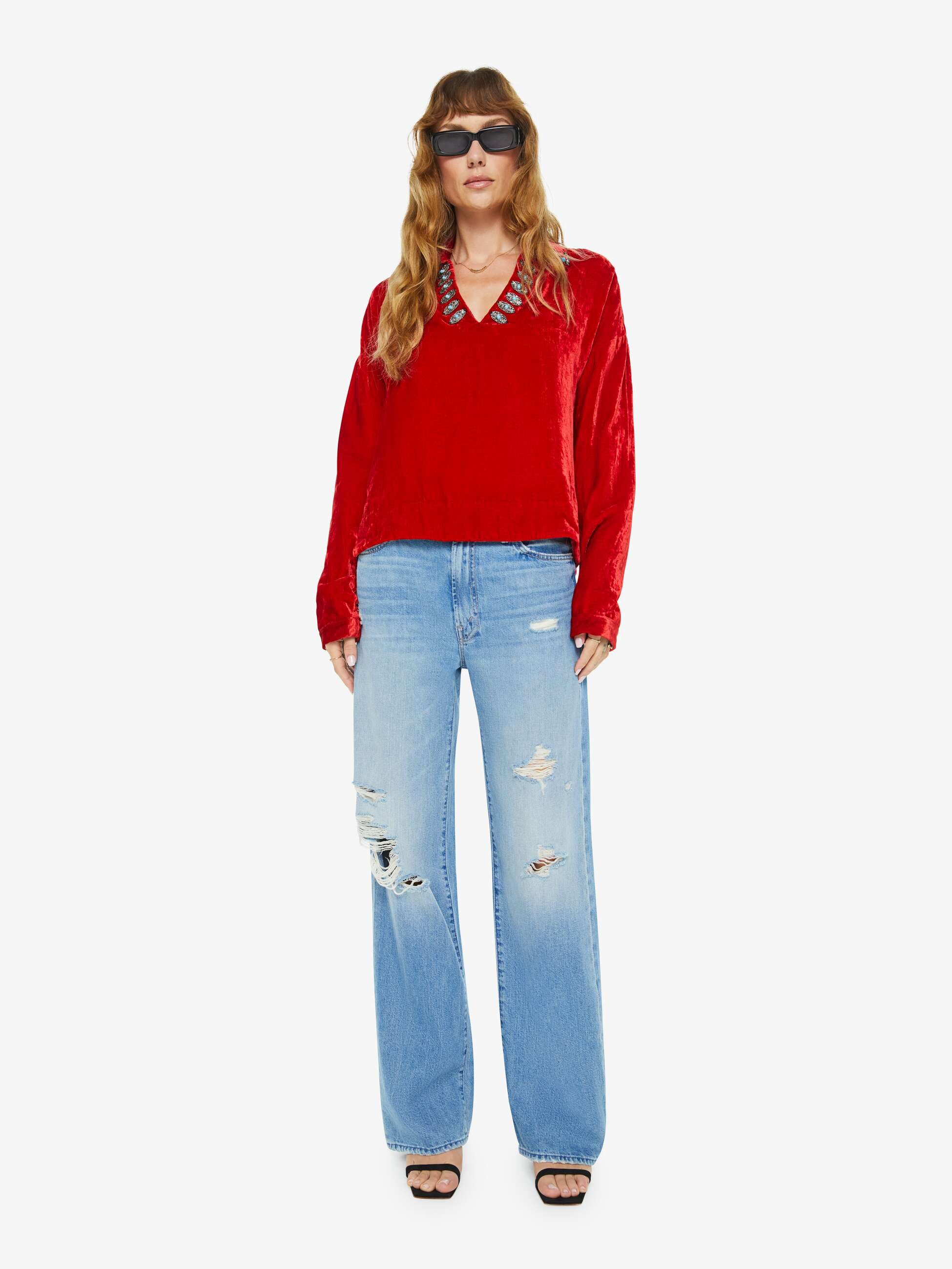 Alix Of Bohemia Dylan Velvet Tunic - Ruby