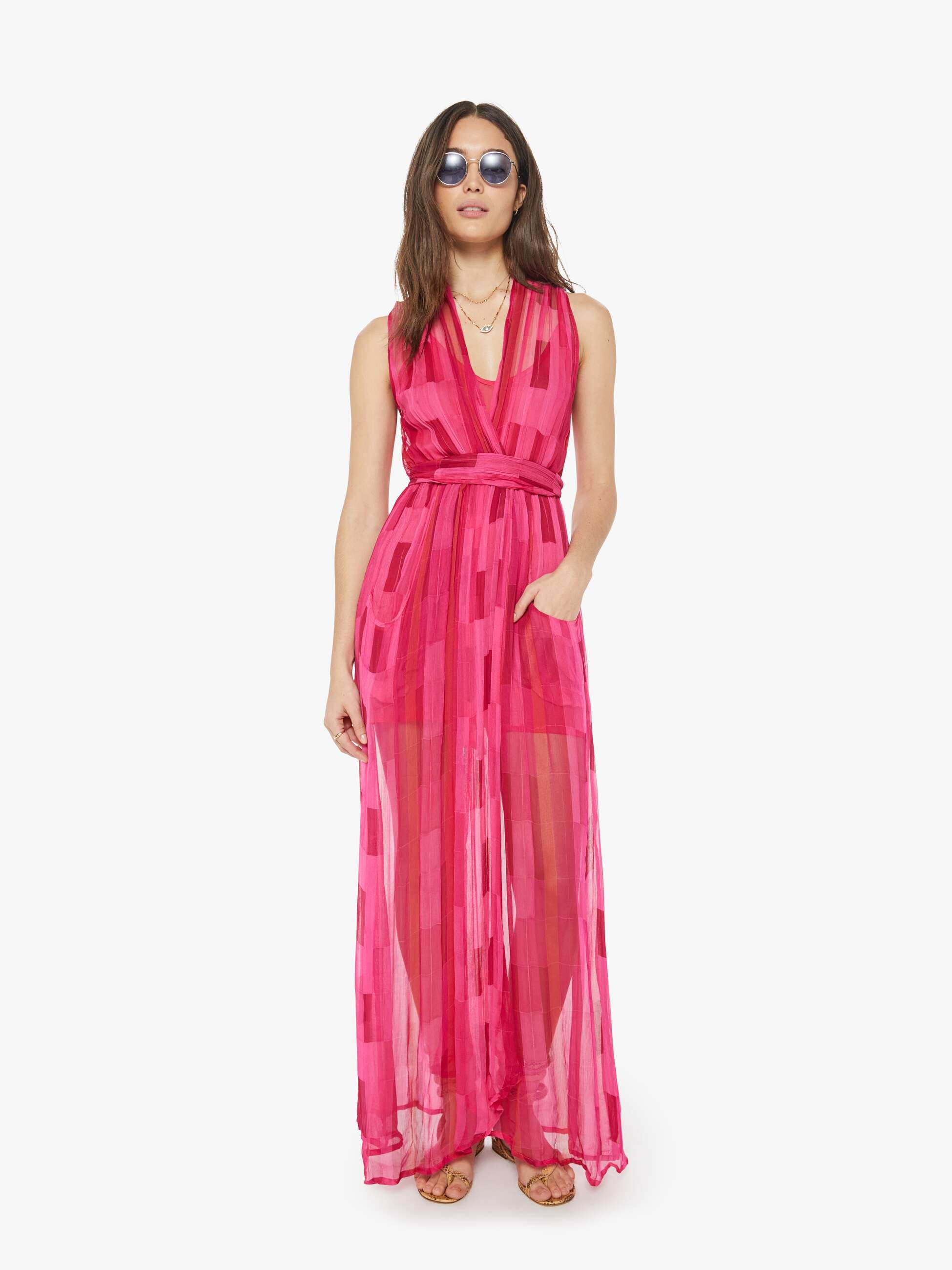 Natalie Martin Nico Sleeveless Maxi W/ Sash - Sea Glass Pink