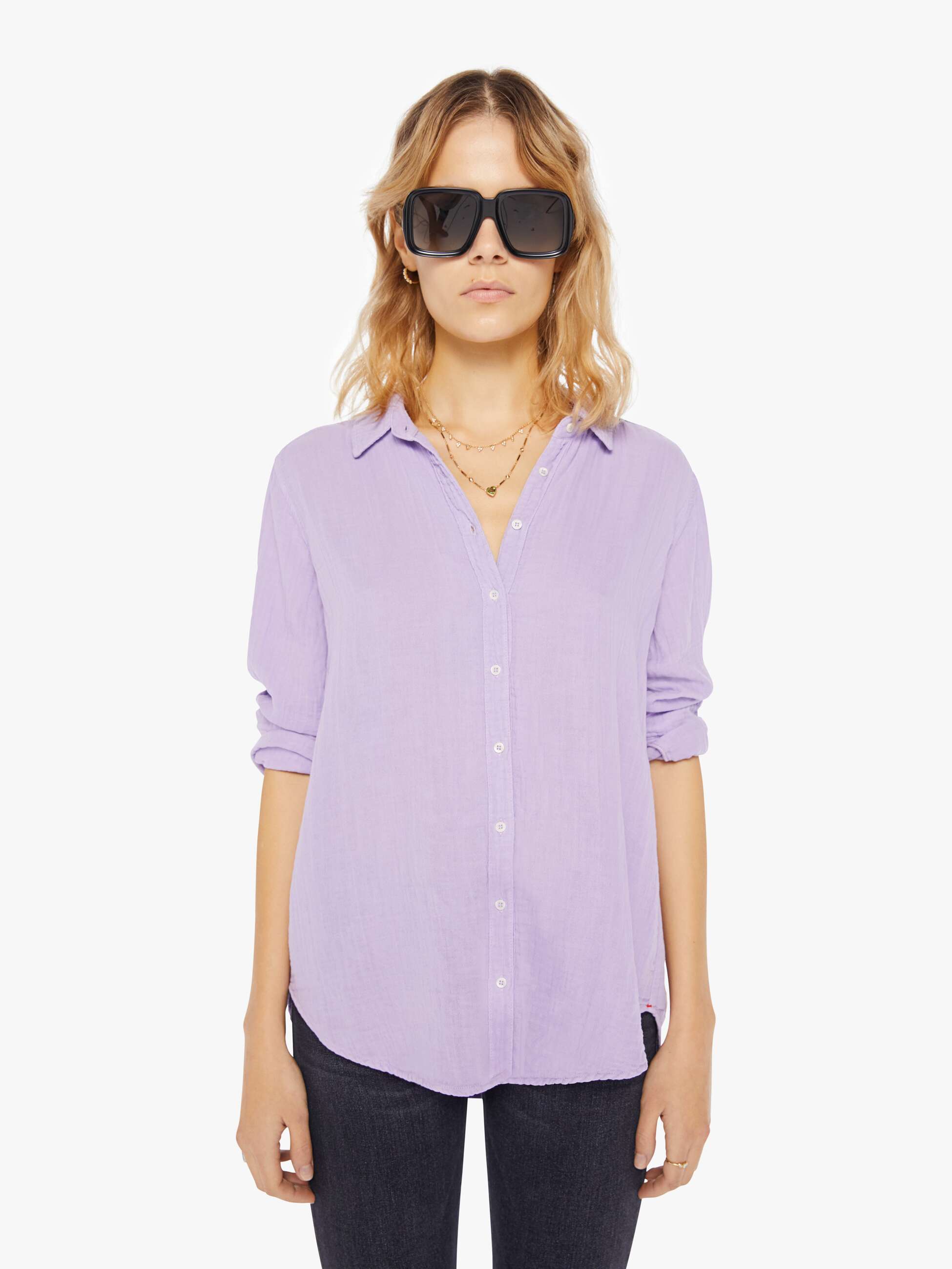 Shop Xirena Scout Shirt Viola In Purple - Size X-large