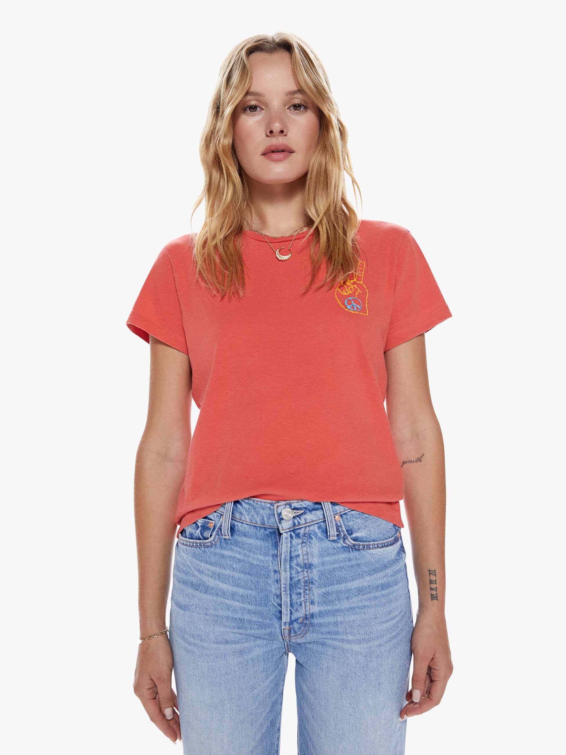 Mother The Lil Goodie Goodie Graphic Tee In Orange