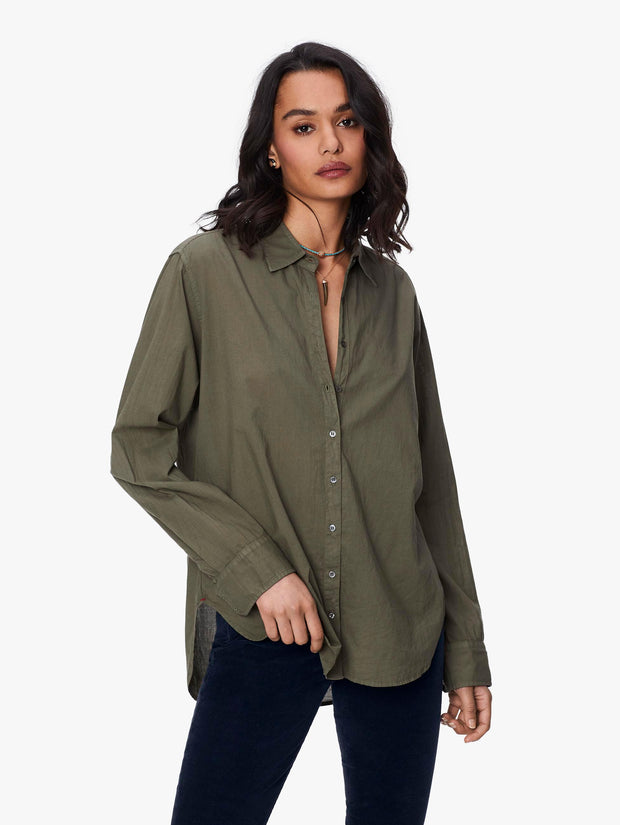 Women's XiRENA Beau Cotton Poplin Button Up Shirt Green | MOTHER Denim