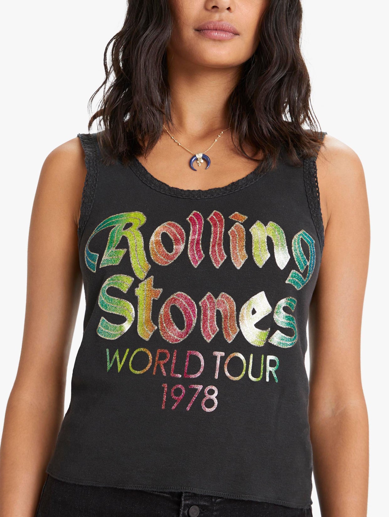 MadeWorn The Rolling Stones World Tour '78 Glitter Transfer Lace Tank ...