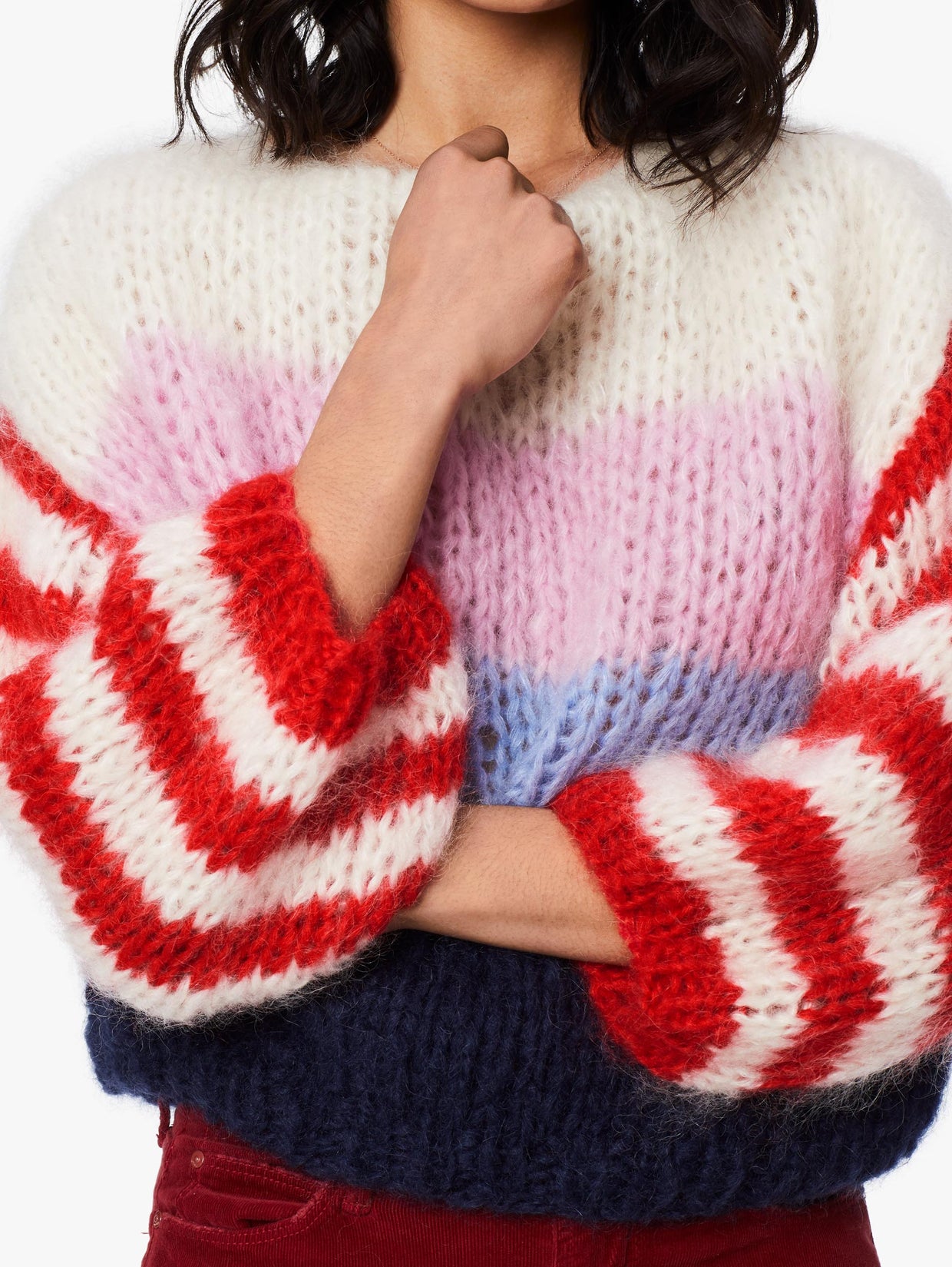 Women's Maiami Mohair Big Sweater Knit Colorful Stripes | MOTHER Denim