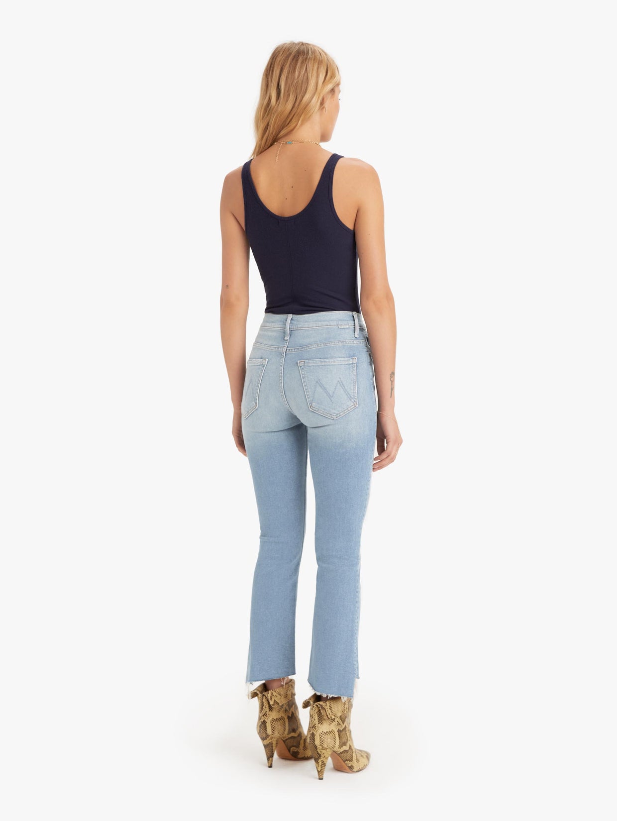 Women's The Insider Crop Step Fray Light Blue Bootcut Jeans | MOTHER Denim