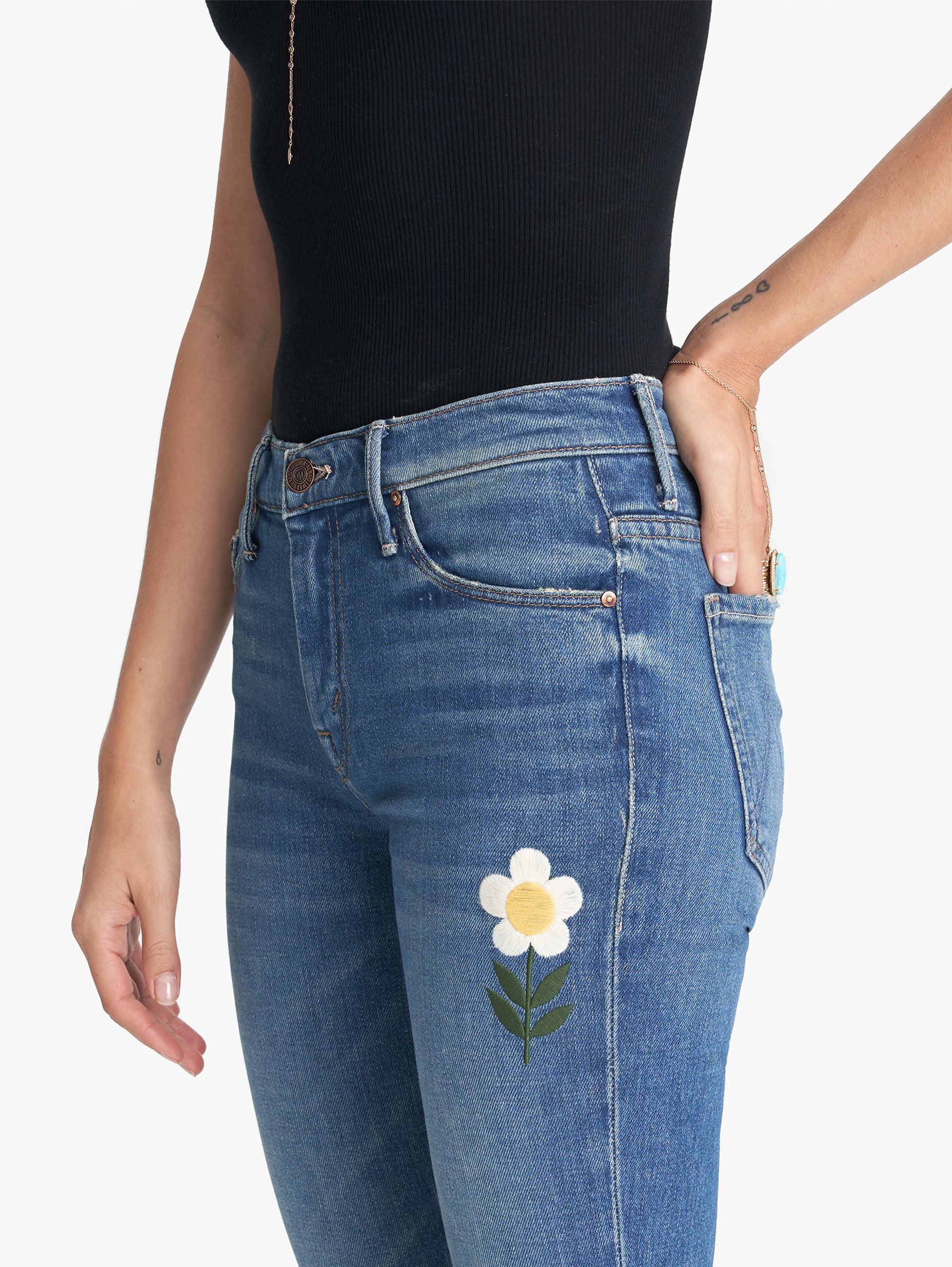 flower jeans