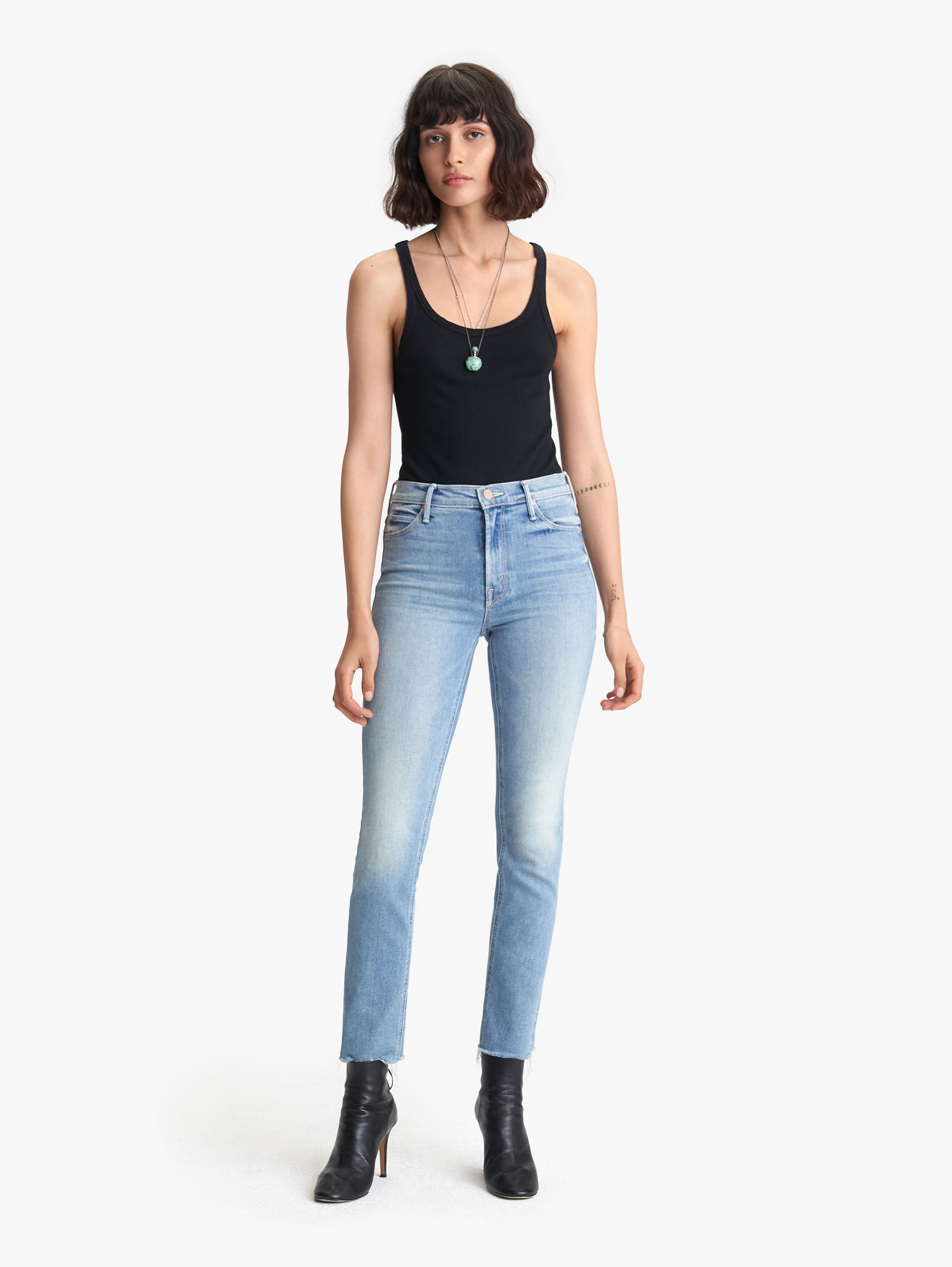 mother mid rise dazzler ankle jeans