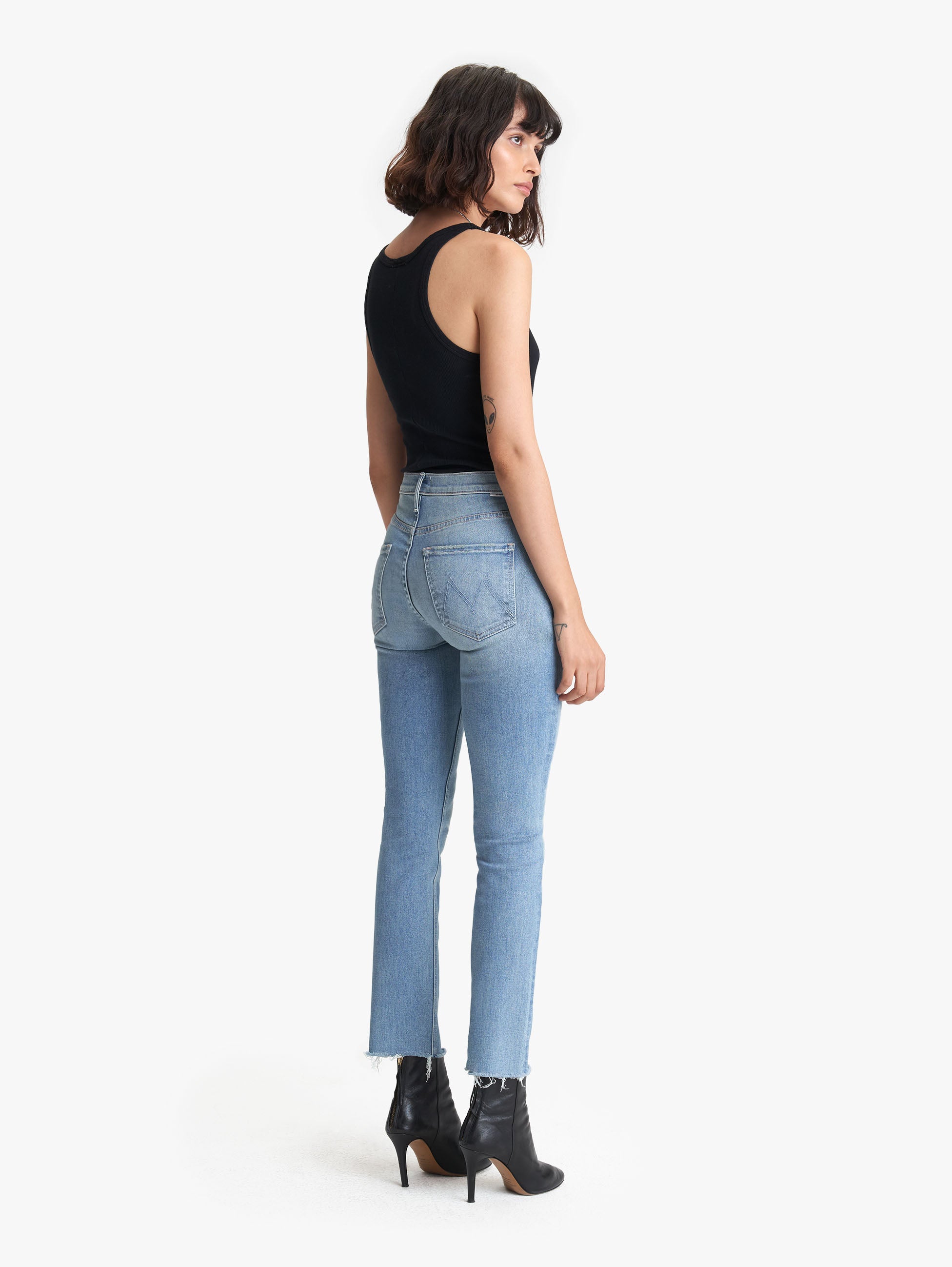 mother mid rise dazzler ankle jeans