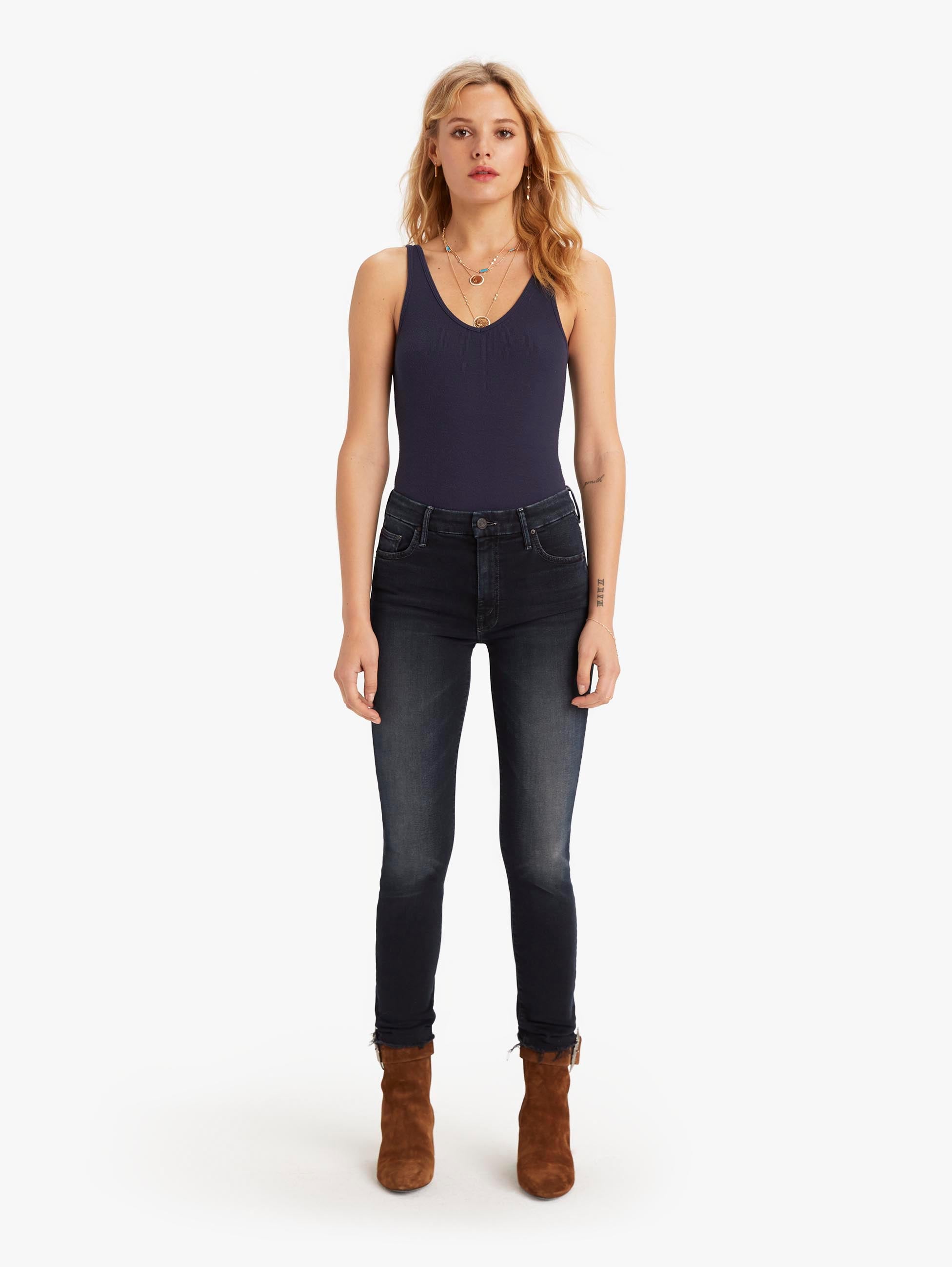 mother high waisted looker ankle fray