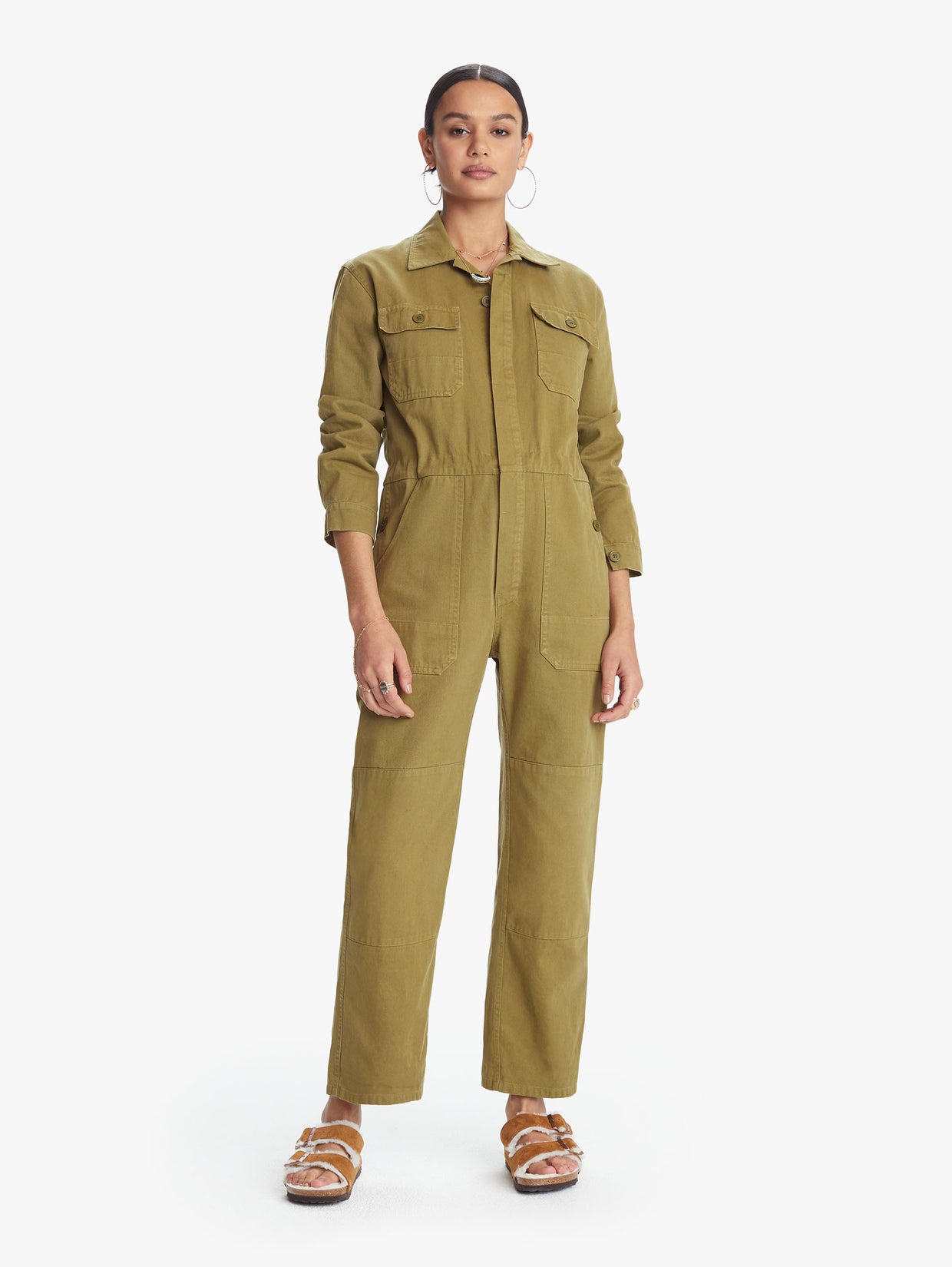 Women's Overlover Rose Twill Jumpsuit - Army | MOTHER Denim