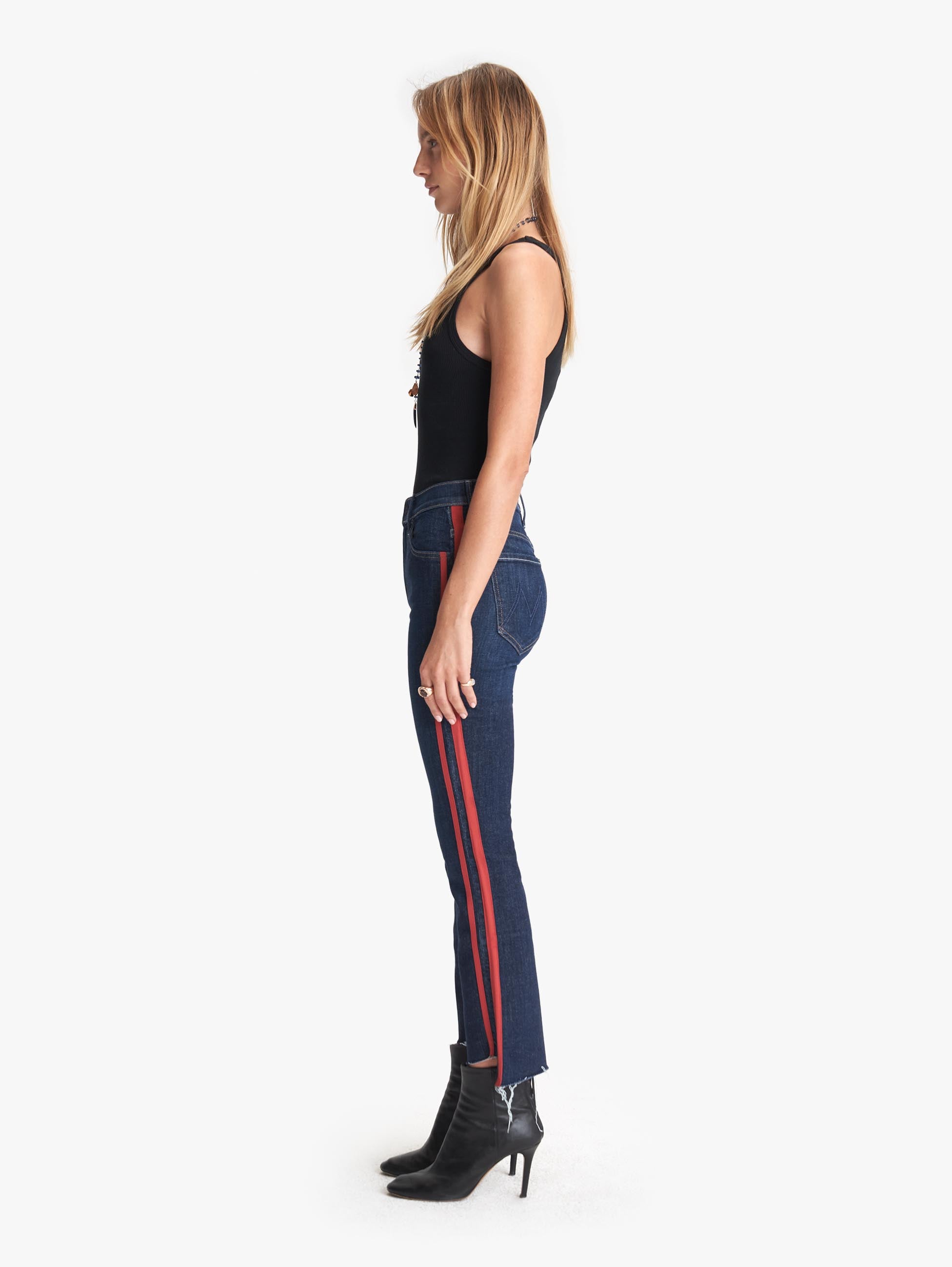 mother jeans with side stripe