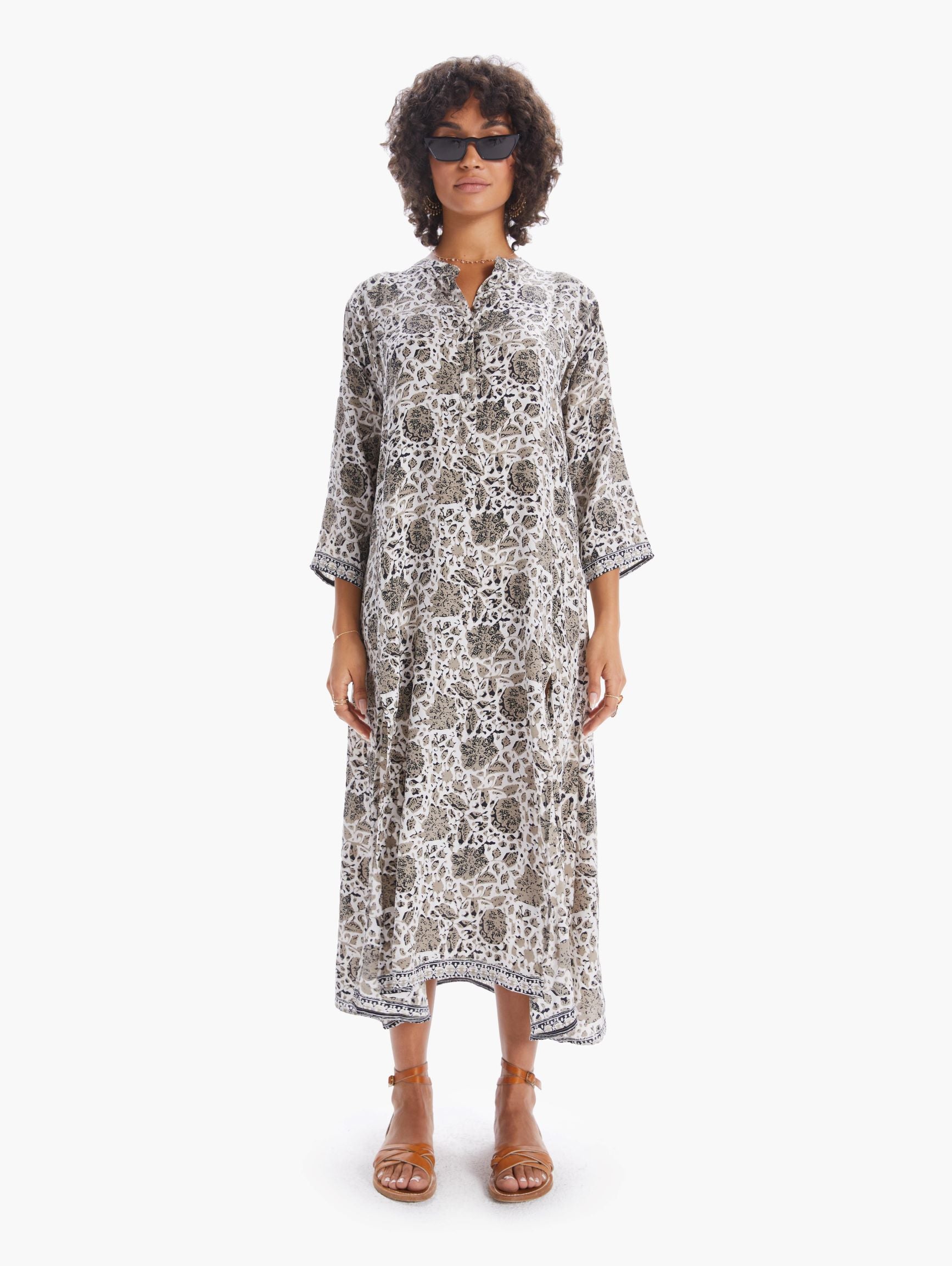 Natalie Martin Isobel Dress - Geranium Print Hazelnut | MOTHER DENIM