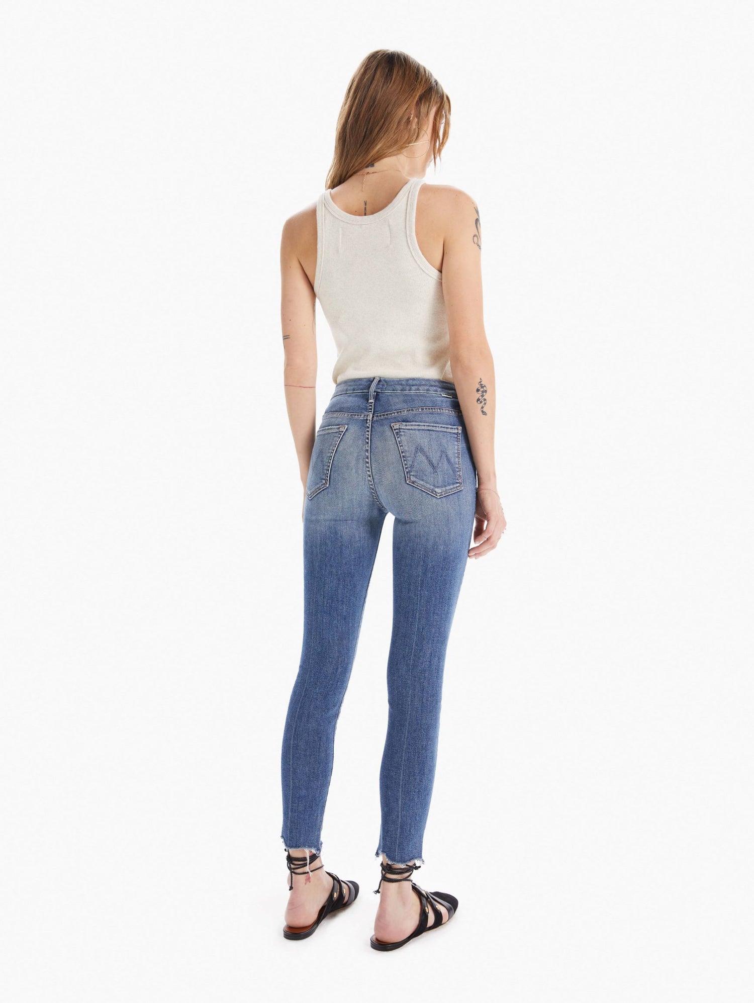 High Waisted Looker Ankle Fray - Walking On Coals | MOTHER DENIM