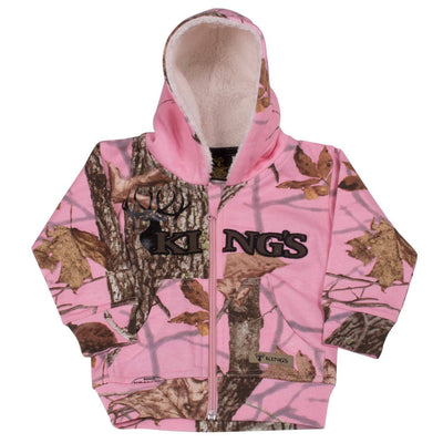 Infant Toddler Sherpa Zip Hoodie Woodland Pink | Corbotras lochi