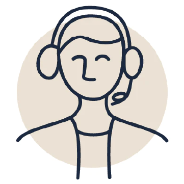 Sketch icon of a support person ready to assist