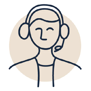 A sketch icon of a support agent ready to help