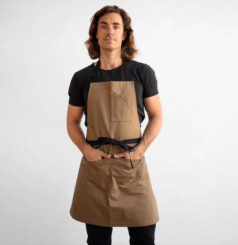 Brown Bib Apron for Restaurants and Bars