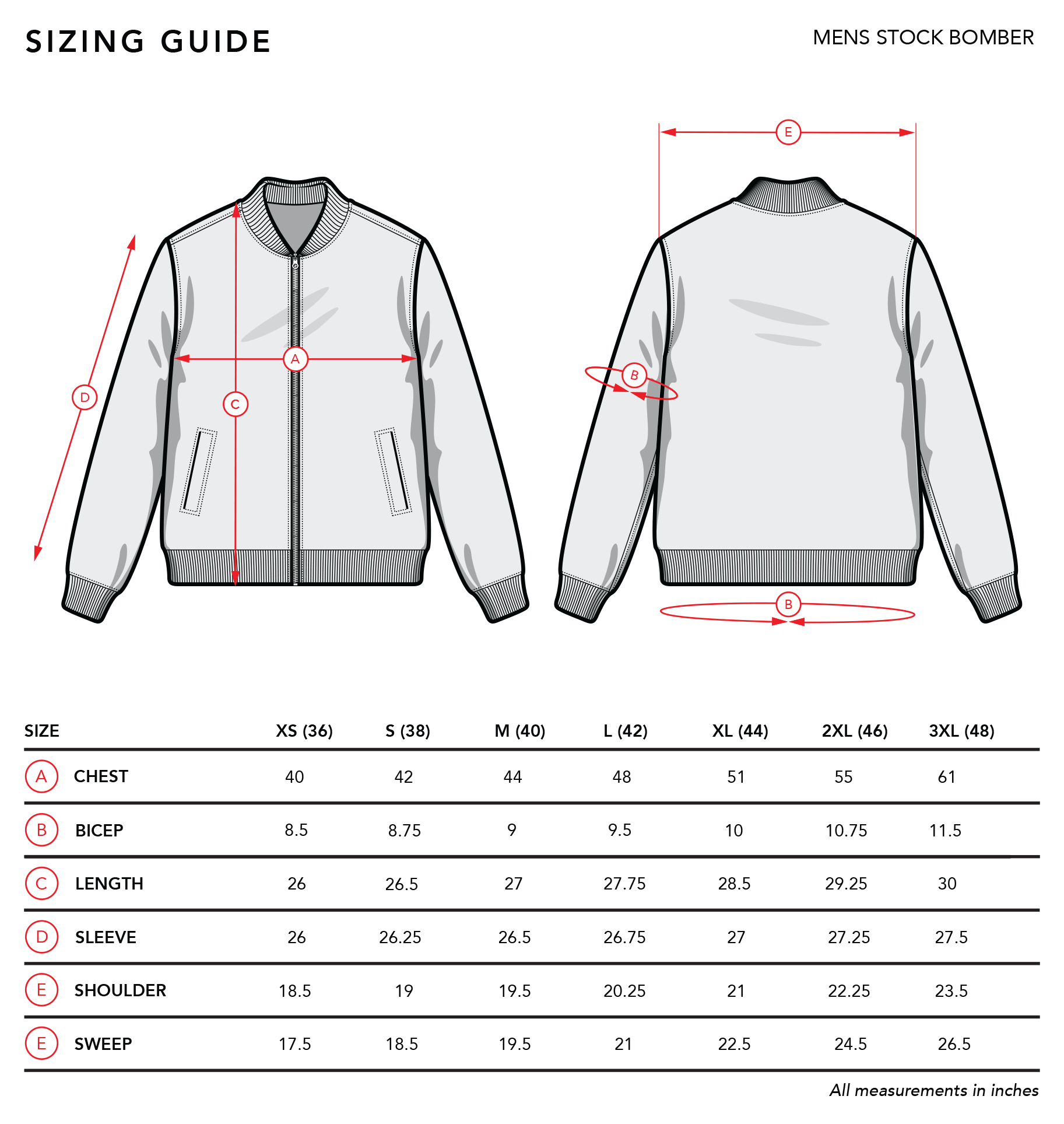 Mens Size Guide