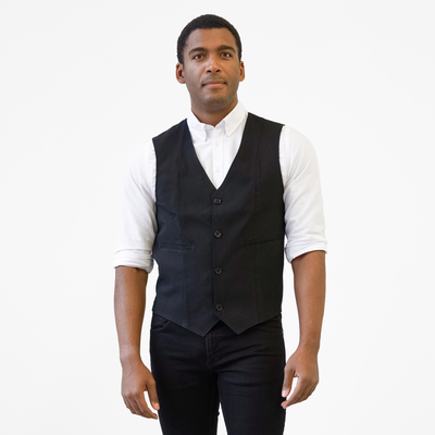 Mens Wholesale Black Double Breasted Vest, CRUZ