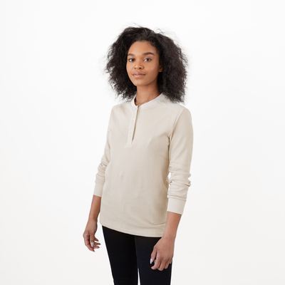Cream Washed Waffle Knit Henley Top · Filly Flair