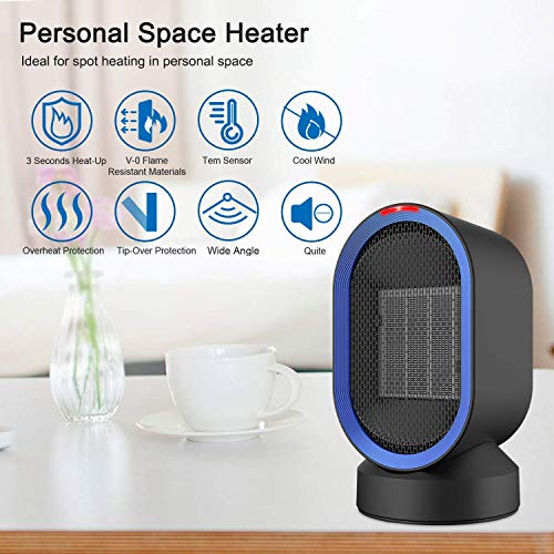 Fitfirst Personal Space Heater Mini Electric Desk Heater Fan