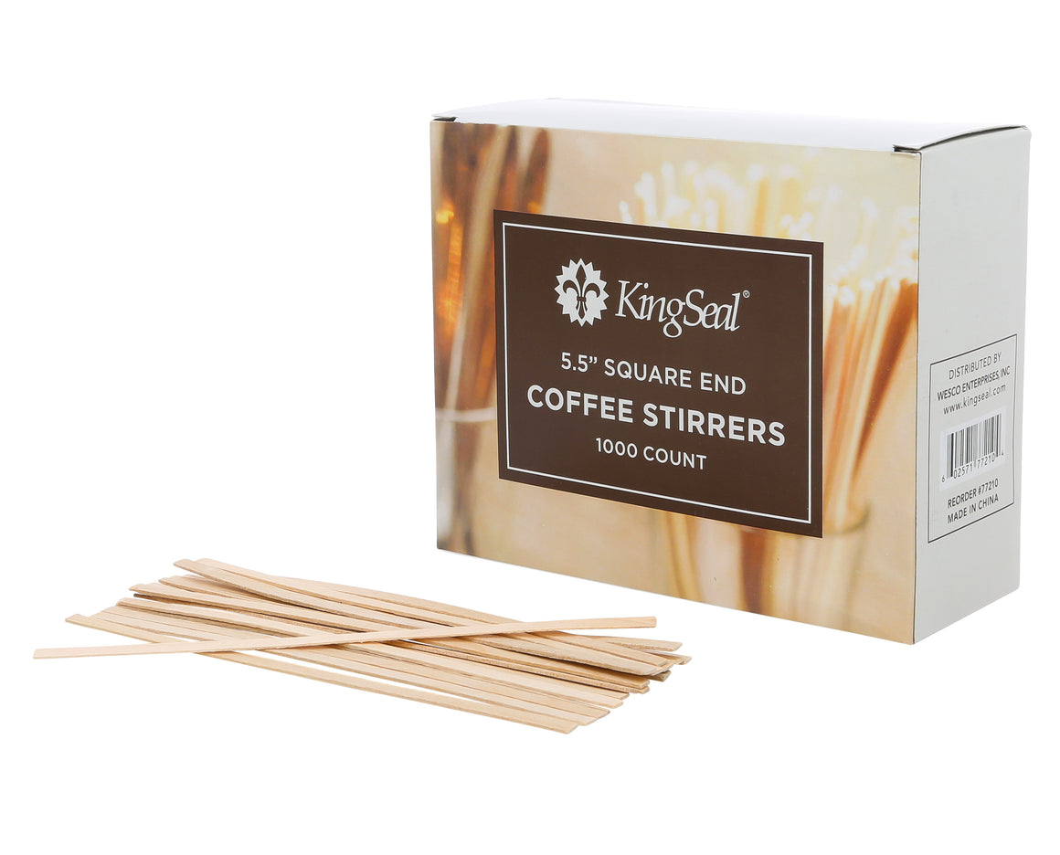 KingSeal Birch Wood Coffee Beverage Stir Sticks, Stirrers, Round End - -  www.