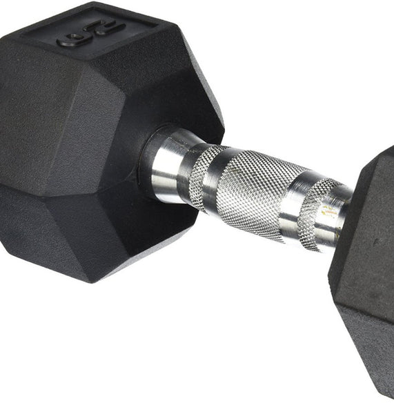 rubber encased hex dumbbells