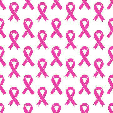 Fleece Pink Ribbons Breast Cancer Awareness Ribbons Hearts on White Fleece  Fabric Print by the Yard (A328.16)