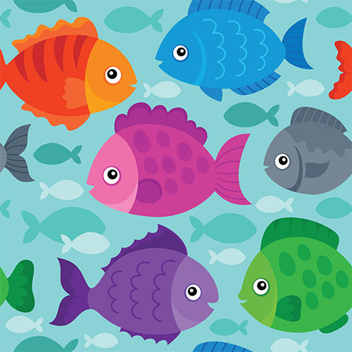 Childrens Fabric, Custom Print Fabric, Multi Size Whimsical Fish ...