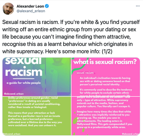 Tweet about Sexual Racism