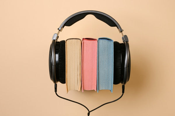 headphones on a book