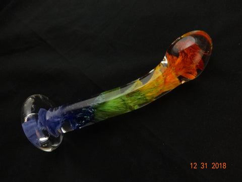 Rainbow glass dildo