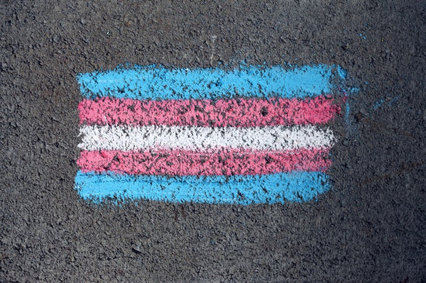 transgender flag drawn in chalk