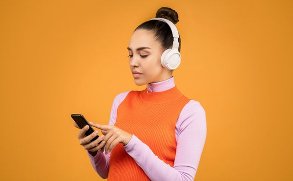 woman listening to a sex podcast probably