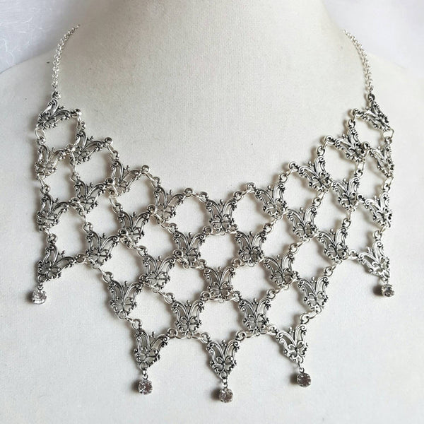 Silver Gothic Victorian Necklace - Bridal Jewelry - Ren Faire Costume ...