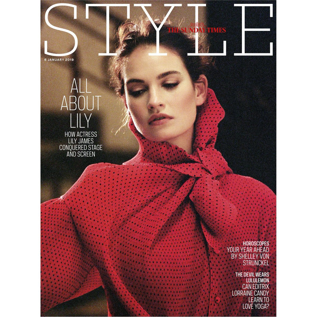 Sunday Times Style Magazine 6th January 2019 Lily James Cover