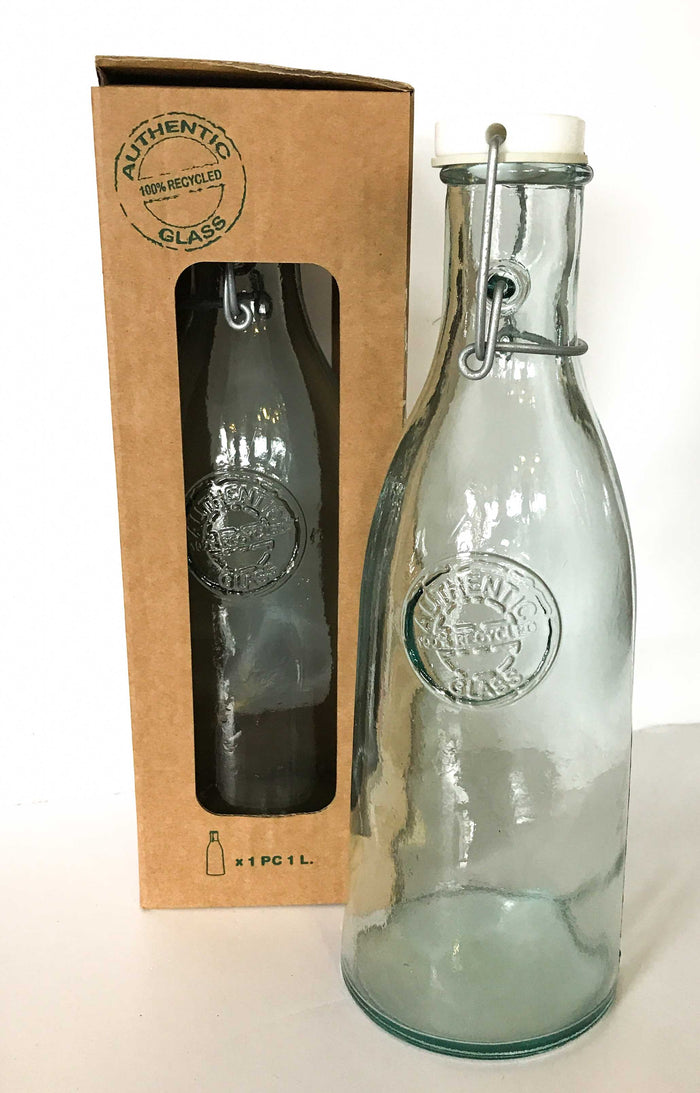 Authentic 100% Recycled Glass Wire Stoppered Bottle in Gift Box