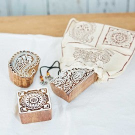 Mango Wood Printing Blocks - 3 Assorted Large 0